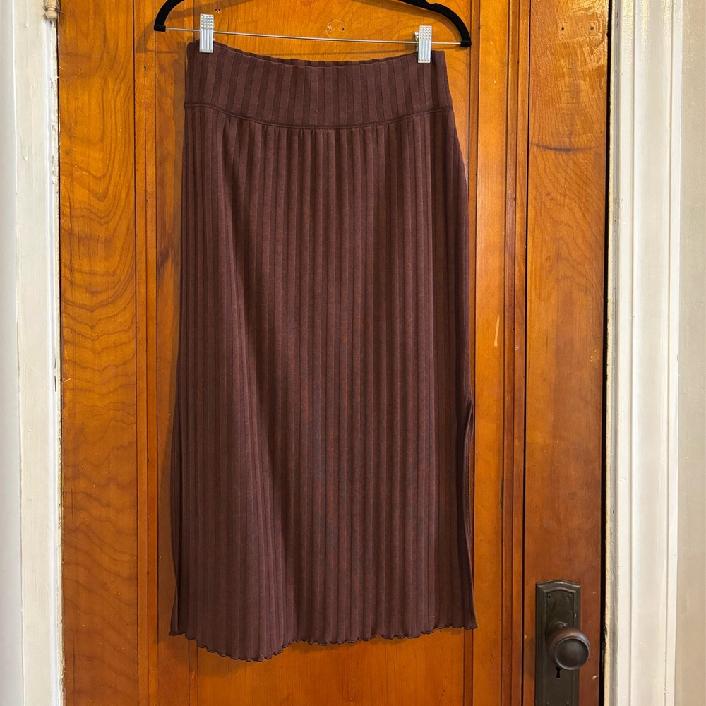 Lettuce Edge Brown Cotton Midi Skirt